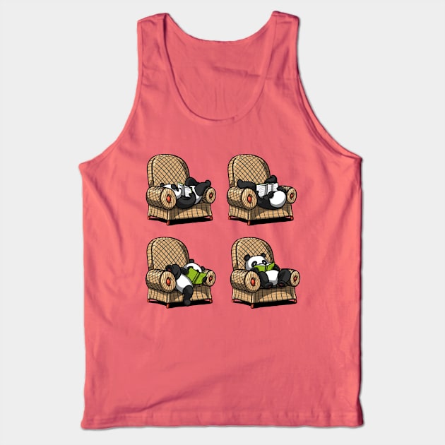 Panda Bear Book Reading Tank Top by underheaven